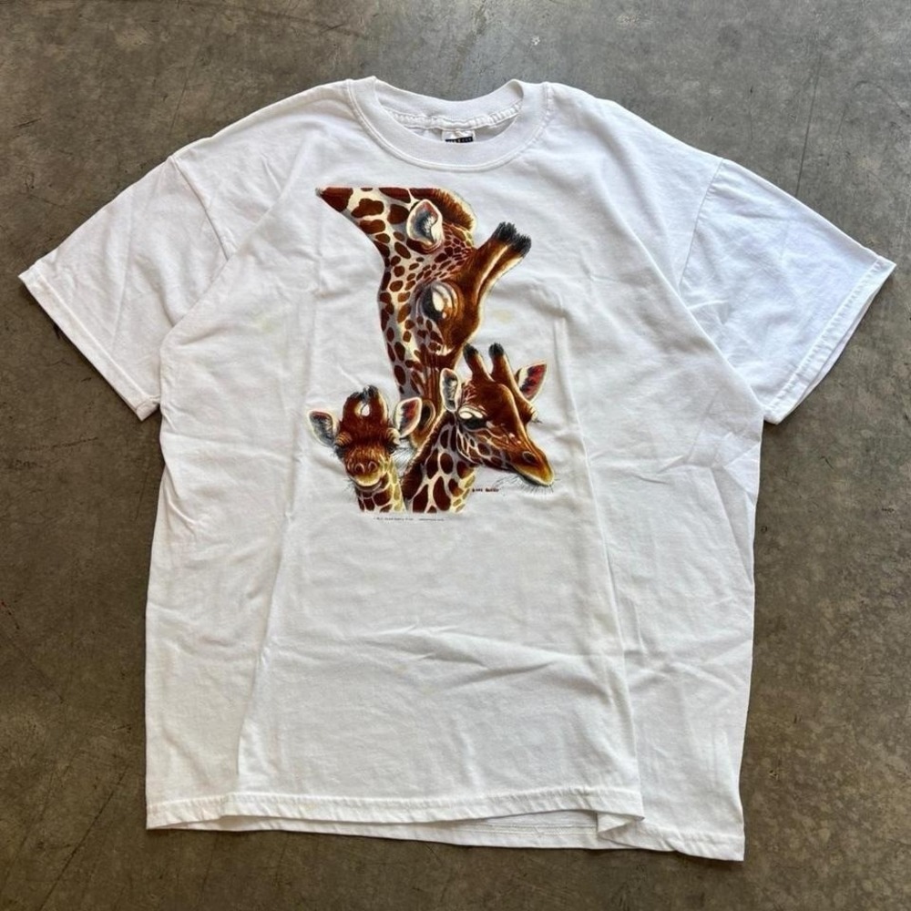 Vintage 90's Giraffe Zoo Nature T Shirt Size Large